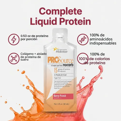 Vista 3 de Medtrition ProSource NoCarb Berry Punch - Paquete de 25-1 fl oz