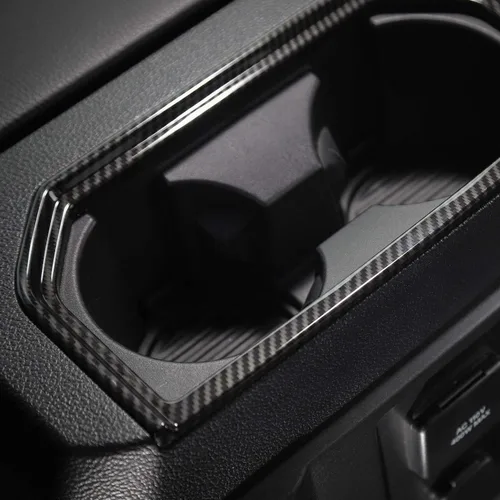 Vista 5 de Voodonala Para F150 ABS Fibra de Carbono Trasero Portavasos Trim Marco para Ford F150 2016-2019, 1 unidad
