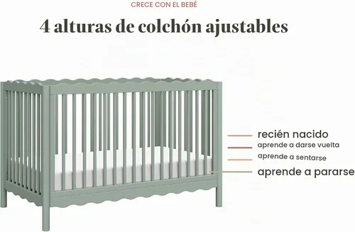 Vista 9 de Babyletto Swell - Kit de conversión de cuna 4 en 1 con cama para niños Savia Claro