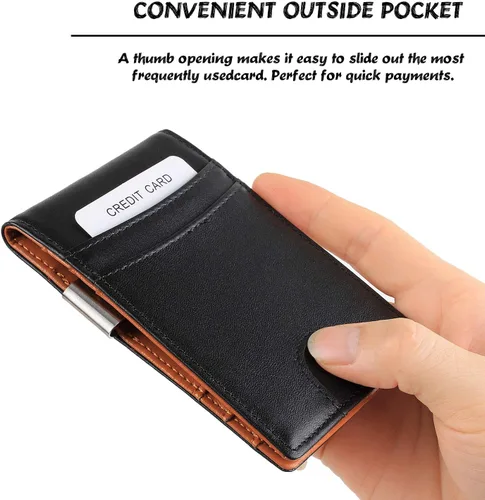 Vista 3 de Cartera de cuero personalizada con clip para dinero, regalos perfectos para hombres, regalos para marido, regalos para hijo, regalos para papá