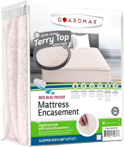 Vista 38 de Guardmax Funda de colchón individual con cremallera, protector de colchón 100% impermeable, suave y absorbente de algodón de rizo superior