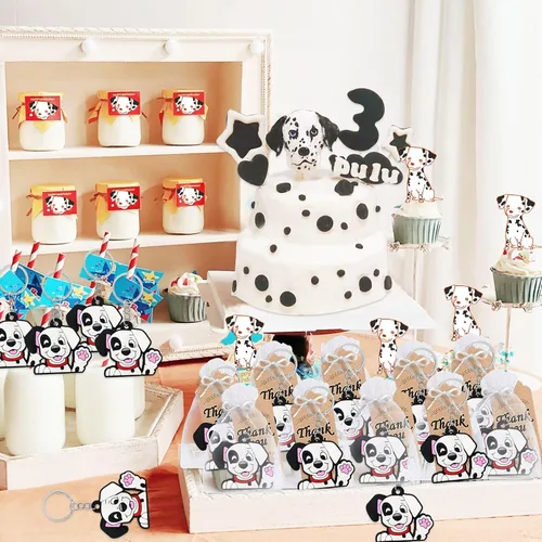 Vista 5 de CiciBear Paquete de 40 llaveros de perro irregular, decoración de fiesta para cachorros, animales de mascota, Let's Pawty, amante de los animales