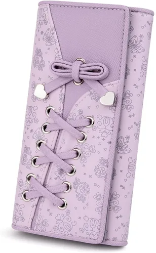 Vista 8 de UTO Cartera RFID para mujer, de gran capacidad, de piel sintética, tarjetero, funda para teléfono, bolsillo con cremallera, embrague Gris