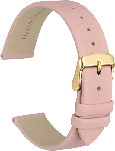 Vista 17 de WOCCI Correa de reloj elegante de 0.315 in de ancho, correa de repuesto de cuero genuino con hebilla dorada (negro)