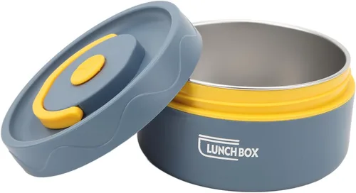 Vista 7 de ZJchao Contenedores térmicos para el almuerzo, olla cuadrada aislada para comer al aire libre, lonchera térmica, capacidad de 20 onzas