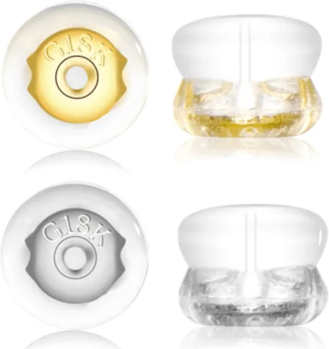 Vista 10 de Respaldos de Aretes, Respaldos de Aretes de Silicona de Oro 18K para Aretes de Botón/Orejas Caídas, Respaldos de Aretes con Cierre de Seguridad