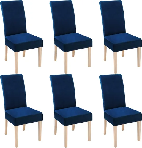 Vista 58 de smiry - Fundas para sillas de comedor de terciopelo elástico y suave, extraíbles, Terciopelo, Beige