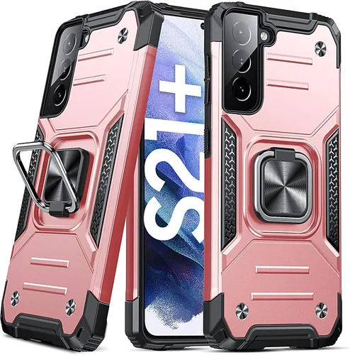 Vista 70 de DASFOND Diseñada para funda Galaxy S8 con soporte, anillo metálico giratorio mejorado de 360°, soporte kickstand de grado militar, resistente a
