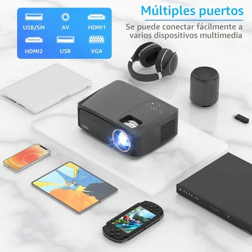 Vista 7 de Proyector Bluetooth WiFi Native 1080P 5G, AILESSOM 20000LM 450 pulgadas, compatible con proyector de película 4K, alto brillo para cine en casa