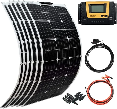 Vista 9 de XINPUGUANG Kit de sistema de panel solar de 12 V 200 W, panel solar flexible de 100 W, cargador de batería monocristalino con cable de extensión