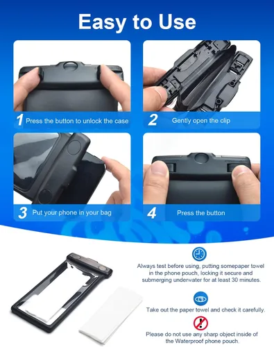 Vista 5 de wellhouse Funda impermeable para teléfono, funda impermeable para iPhone 17 16 15 14 13 Pro Max XS Samsung, IPX8 3D bolsa seca para teléfono celular