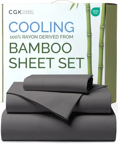Vista 24 de Sábanas de bambú 100% rayón derivado de bambú, tamaño individual, sábanas refrescantes para individuales. Ropa de cama ultra suave, transpirable
