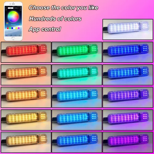 Vista 5 de Luces de cortesía del panel de puerta interior LED RGB con control por APP, compatible con Chevy Silverado GMC Sierra 1500 2500 3500 Pickup, luz