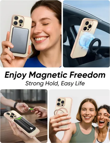 Vista 5 de MAGIC JOHN Soporte Magnético Invisible Giratorio 360° para Funda de iPhone 14 Pro [Agarre Antideslizante] [Compatible con MagSafe] 16 Pies