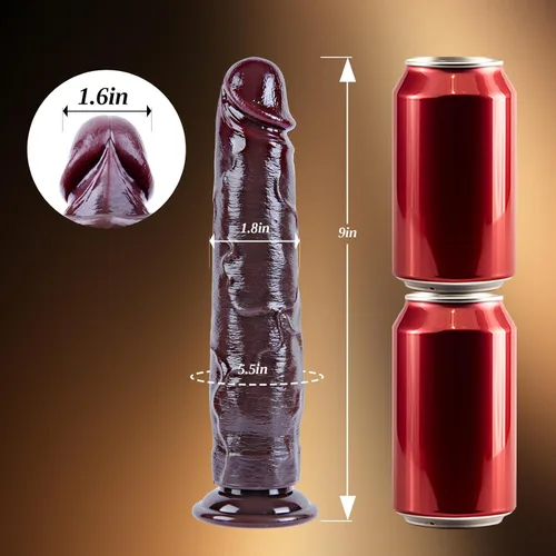 Vista 4 de Consolador Anal de Pene Negro de 9 Pulgadas Realista Grande con Prepucio Móvil, Consolador Largo y Grueso de Silicona Líquida para Punto G
