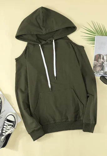 Vista 5 de Cutiefox - Sudaderas con capucha para mujer, casuales, de manga larga, con cordón de ajuste, sin botones y con bolsillos