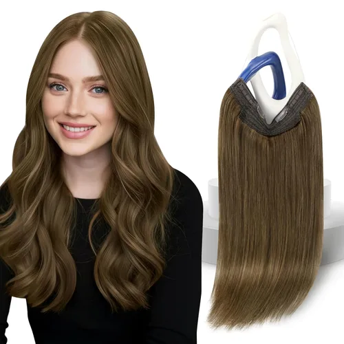 Vista 15 de Sunny - Extensiones de cabello humano real, con cable/hilo y clips ajustables, aplicación invisible, 2.82 onzas, 12 pulgadas, color rubio cenizo