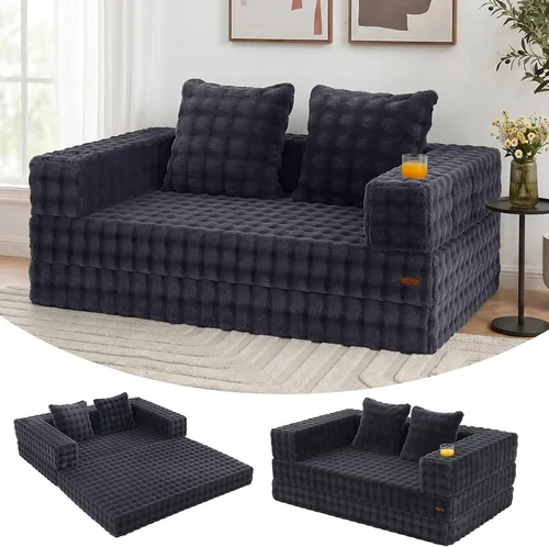 Vista 7 de COMAX Sofá cama futón, sofá cama convertible, sofás plegables sin hueso