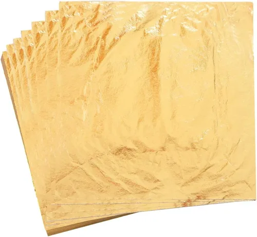 Vista 14 de YongBo Hojas de hojas doradas, 200 piezas de papel de aluminio dorado de 5.5 pulgadas para manualidades, pintura, dorado, slime, diseño de uñas