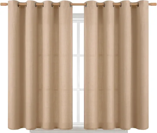 Vista 38 de BGment Cortinas de Lino Beige de 63 Pulgadas de Largo 2 Paneles - Tratamientos para Ventanas con Textura de Arpillera Filtrantes de Luz Cortinas
