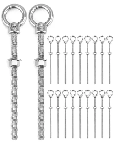Vista 24 de QWORK Cáncamos roscados, paquete de 5, 3/4" x 4" tornillos de acero inoxidable de grado marino para hombro