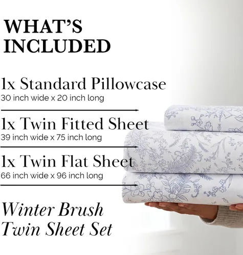 Vista 191 de Southshore Fine Living, Inc. Colección Winter Brush, juego de sábanas de 3 piezas para cama individual, sábana bajera con bolsillo profundo de 14