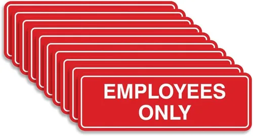 Vista 22 de Letrero estándar de solo empleados - Negro - Pequeño (1 paquete)