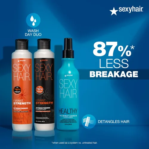 Vista 5 de SexyHair - Acondicionador saludable sin enjuague de trigo, hasta un 90% mejor desenredante, reduce la rotura, humedad, suavidad y brillo