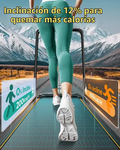 Vista 2 de Folding Walking Pad with 15% Incline/RGB Light/Dual Screen Display, 3.5HP Treadmills for Home, Portable Walking Pad Treadmill with Handle Bar and 4