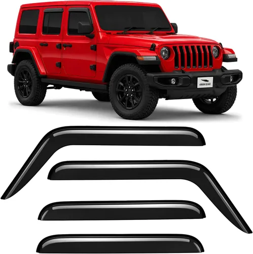 Vista 9 de Voron Glass Protectores de lluvia en canal para Jeep Wrangler JK 2007-2018 Para Wrangler JK 07-18