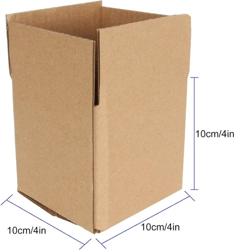 Vista 2 de Paquete de 50 cajas de envío de cartón corrugado de 4 x 4 x 4 pulgadas, pequeñas cajas de cartón corrugado recicladas, cajas de cartón corrugado