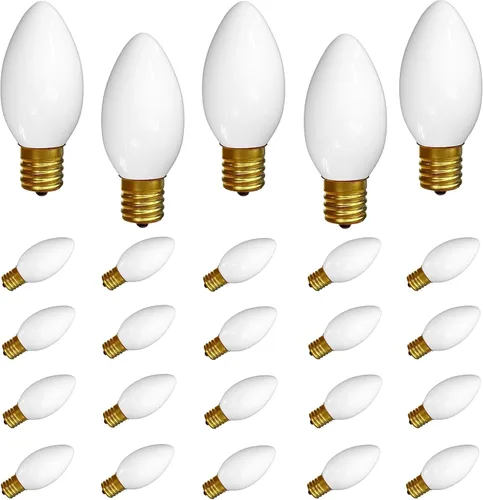 Vista 13 de Paquete de 25 bombillas C9 de cerámica verde de repuesto, bombilla de luz vintage incandescente para guirnalda de San Patricio, bombillas de luz