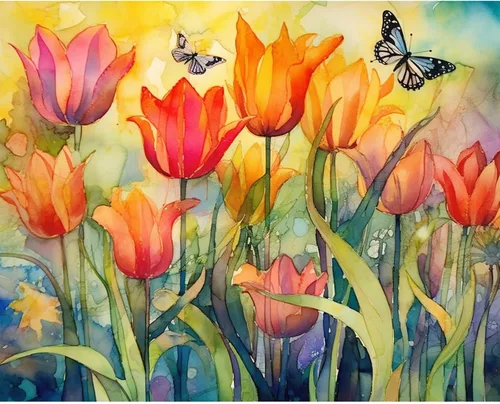 Vista 23 de Tucocoo Kits de pintura de paisaje de girasoles por números con pinceles y pigmento acrílico sobre lienzo para adultos, patrón de mariposas y flores