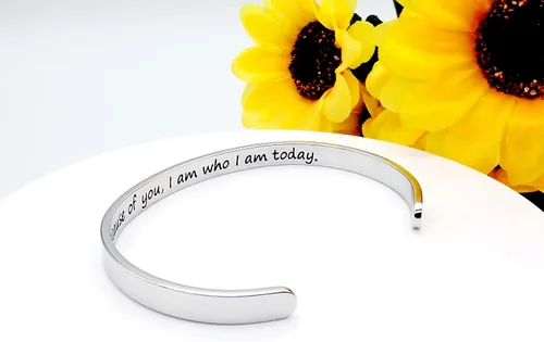Vista 348 de Pulseras inspiradoras para mujer, joyería de acero inoxidable, con refranes, pulsera motivacional con mensaje oculto, pulseras grabadas para mejor