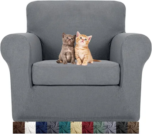 Vista 55 de MAXIJIN 2 piezas de fundas para silla con brazos, funda para silla de sofá para sala de estar, funda elástica para perros para una silla con 1 cojín