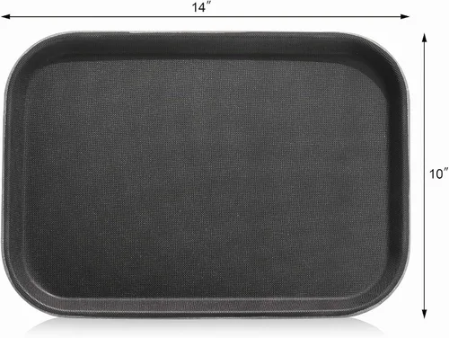 Vista 2 de New Star Foodservice 24852 Bandeja antideslizante de grado restaurante, plástico, forrada de goma, rectangular, 10 x 14 pulgadas, color negro
