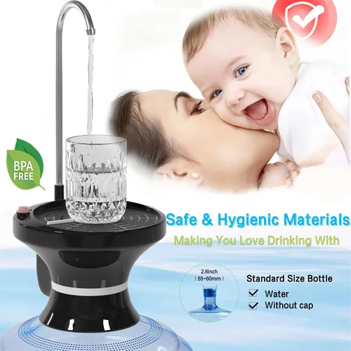 Vista 8 de Bomba dispensadora de agua automática recargable USB - para jarras de 1 a 5 galones, bomba de botella de agua eléctrica sin manos para el hogar