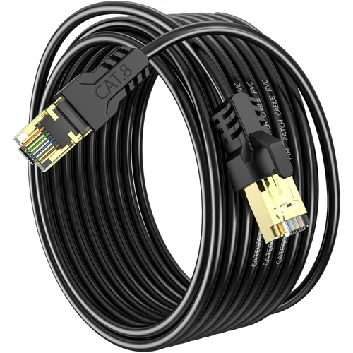 Vista 17 de Cable Ethernet Cat 8 de 3 pies, 6 pies, 10 pies, 20 pies, 40 pies, 50 pies, 100 pies, 150 pies, 40 pies, 40 Gbps, 2000 Mhz, 26 AWG, conector RJ45