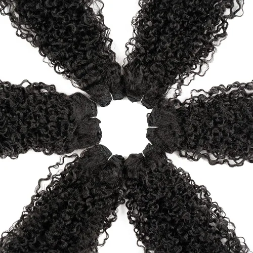 Vista 2 de 7 mechones de cabello sintético rizado tipo afro de 22, 24 y 26 pulgadas (7.76 oz) elaborado con fibra de alta temperatura. 1b