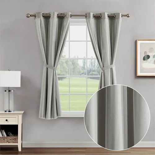 Vista 12 de Creative Home Ideas Augusta - Cortinas opacas (2 paneles, 38 x 84 pulgadas, rosa rubor), cortinas con aislamiento térmico para oscurecer la Rosa