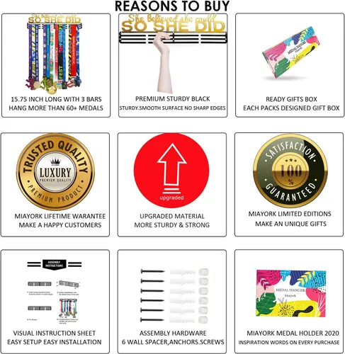 Vista 5 de Medal Hanger Display Upgrade-Medal Holder Wall Mount Easy to Install Race Runner for Your Medals