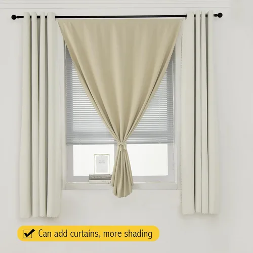 Vista 8 de Cortinas opacas con cinta autoadhesiva, sin barra, sin taladro, cubierta de ventana fácil de instalar para dormitorio, cocina, dormitorio, 34