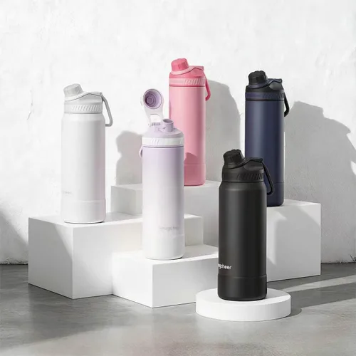 Vista 8 de Botella de agua aislada de 24 onzas, acero inoxidable al vacío de doble pared, diseño de boca ancha, botella reutilizable a prueba de fugas
