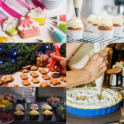 Vista 4 de yueton Paquete de 100 bolsas de pastelería con agarre antideslizante, bolsas de pastelería desechables para decoración de pasteles, suministros