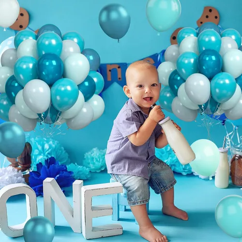 Vista 6 de Globo azul turquesa, 60 globos de pavo real azul turquesa