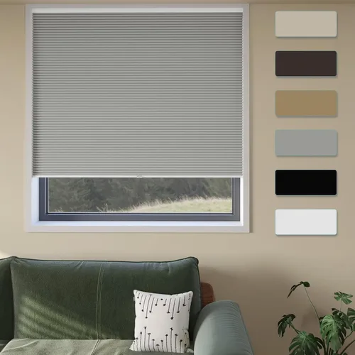 Vista 10 de MYshade Persianas celulares sin cordones, sin herramientas, sin taladro, persianas opacas para ventanas de interior, tamaño 19 pulgadas de ancho x