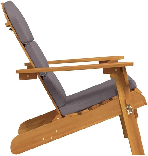 Vista 4 de Solid Acacia Wood Foldable Adirondack Garden Chair with Wide Armrests for Outdoor Relaxation and Compact Storage, Rustic Oiled Finish for Easy Brown