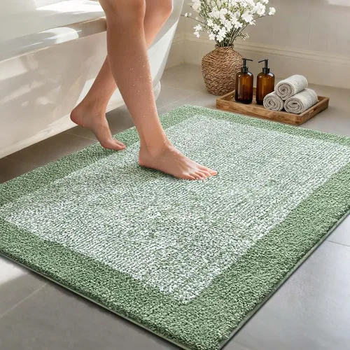 Vista 97 de Alfombras de baño de 17 x 24 pulgadas, antideslizantes, lavables, color gris, para bañera, tapete de baño para baño, tapete suave y absorbente