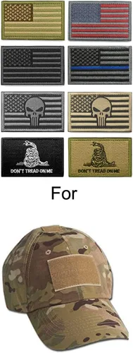 Vista 4 de WZT - Conjunto de 8 piezas de parches tácticos de moral con bandera americana, militar
