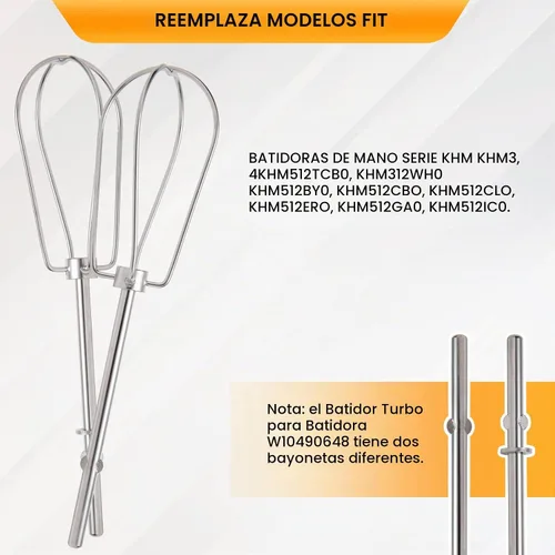 Vista 5 de Accesorios para batidoras de mano para KitchenAid W10490648, KHM5APWH7
